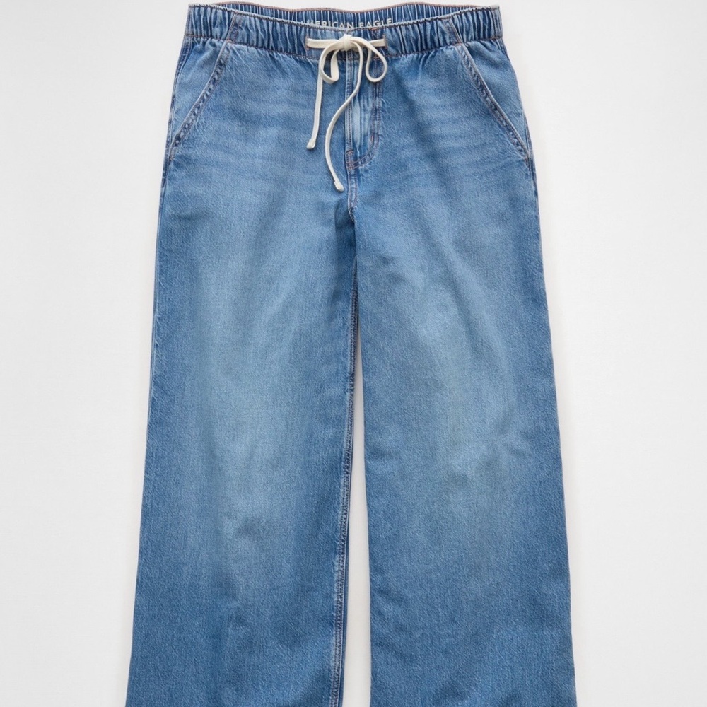American Eagle Denim Drawstring Wide Leg Jeans